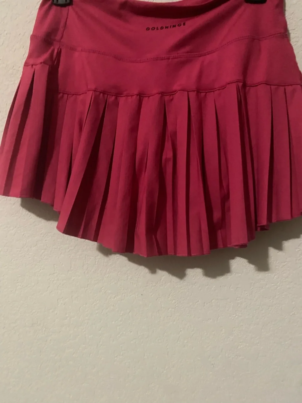Gold Hinge Pink Pleated Tennis Pickleball Golf Attached Shorts Mini Skirt S - Picture 10 of 12